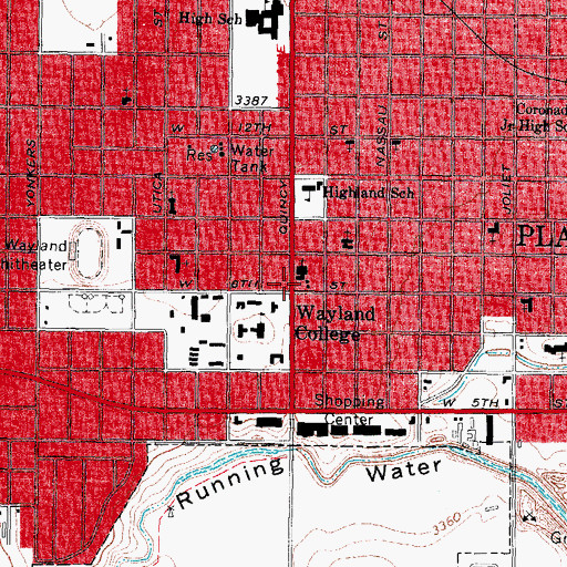 Topographic Map of College Heights Baptist Church, TX