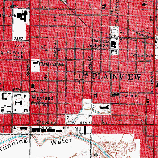 Topographic Map of Colonial Baptist Church, TX