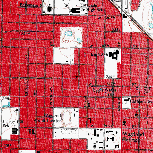 Topographic Map of Faith Baptist Church, TX