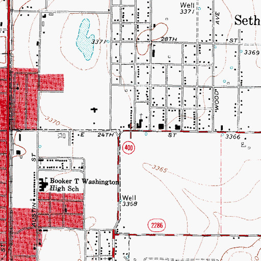 Topographic Map of Seth Ward Baptist Church, TX