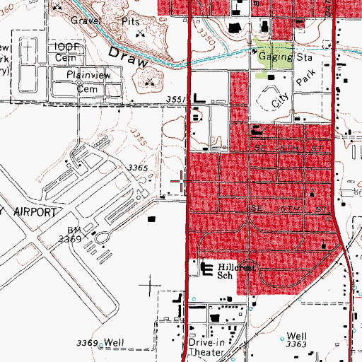 Topographic Map of Church of Christ Ninth and Columbia, TX