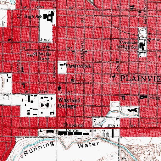 Topographic Map of Plainview Orthodox Presbyterian Church, TX