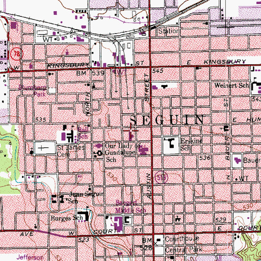 Topographic Map of Central Assembly of God Church, TX