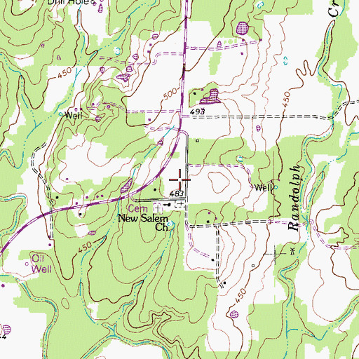 Topographic Map of New Salem Baptist Church, TX