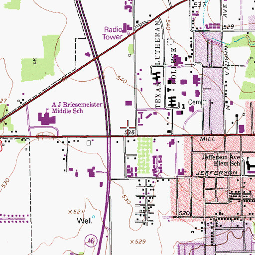 Topographic Map of Trinity Baptist Church, TX