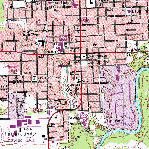 Topographic Map of Saint James Catholic Church, TX