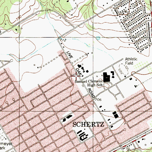 Topographic Map of Church of Christ Schertz, TX