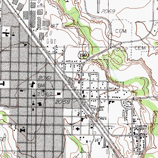 Topographic Map of Sacred Heart Catholic Church, TX