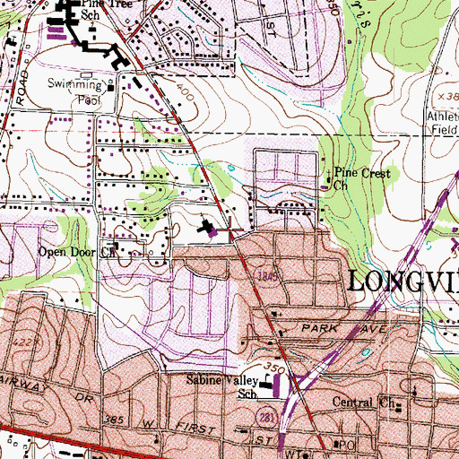 Topographic Map of Greggton United Methodist Church, TX