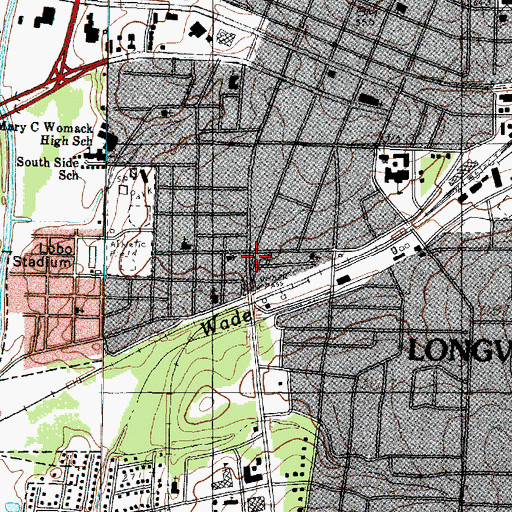 Topographic Map of White Oak United Methodist Church, TX