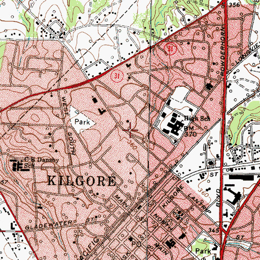 Topographic Map of First Pentecostal Church, TX