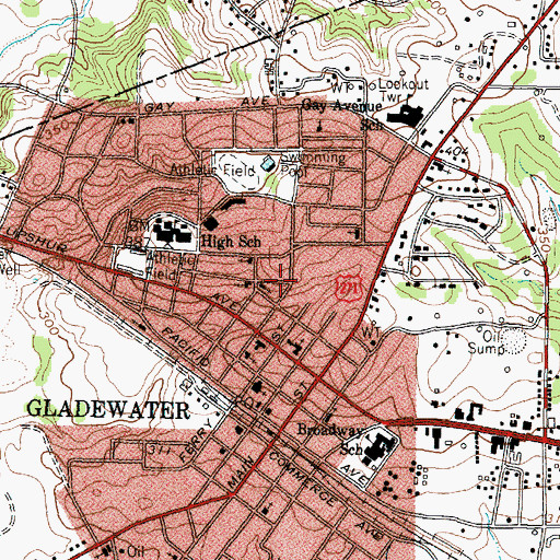 Topographic Map of First Presbyterian Church, TX