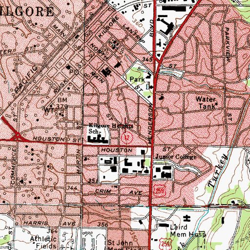 Topographic Map of First Presbyterian Church, TX