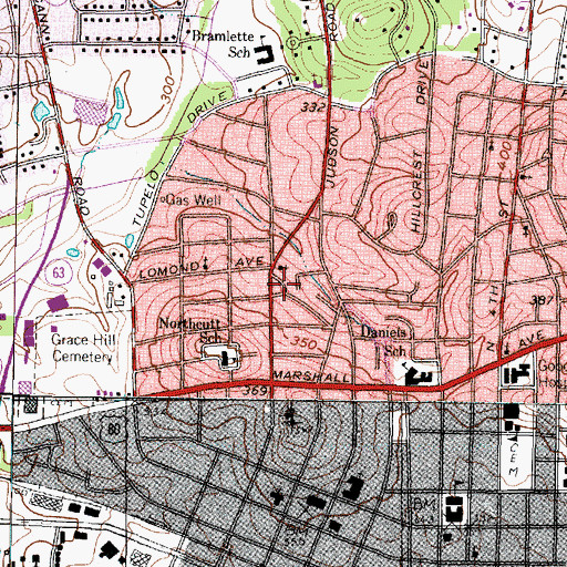 Topographic Map of Growing Valley Baptist Church, TX