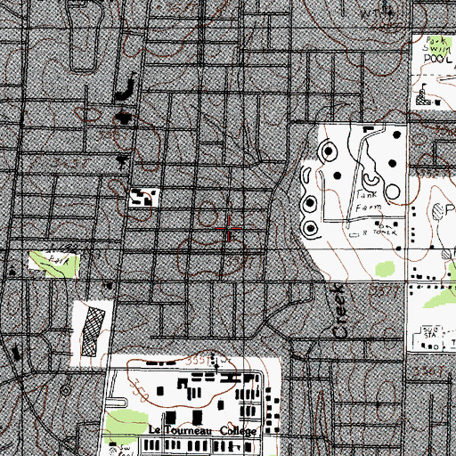 Topographic Map of Love Temple Baptist Church, TX