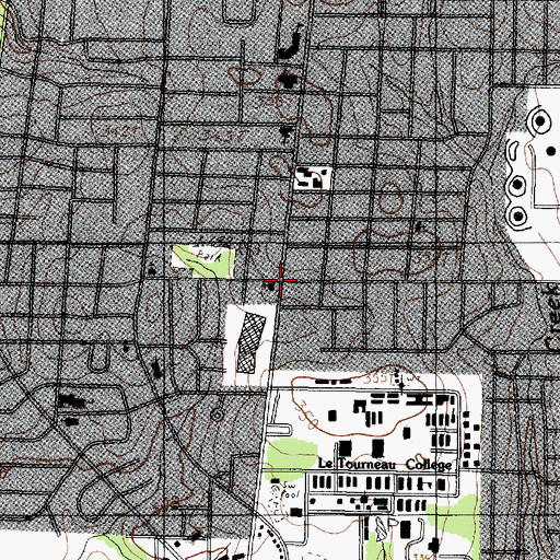 Topographic Map of South Longview Bible Fellowship Church, TX