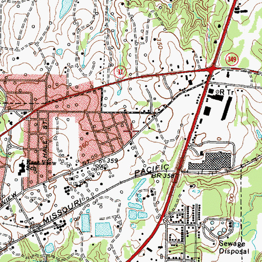 Topographic Map of North Longview Street Baptist Church, TX