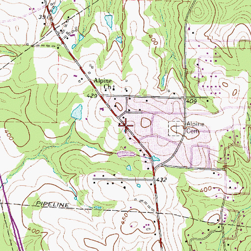 Topographic Map of Northwood Baptist Church, TX