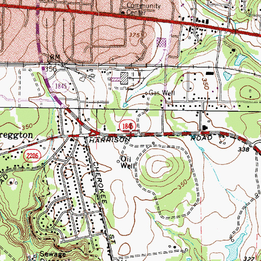 Topographic Map of Willow Springs Baptist Church, TX