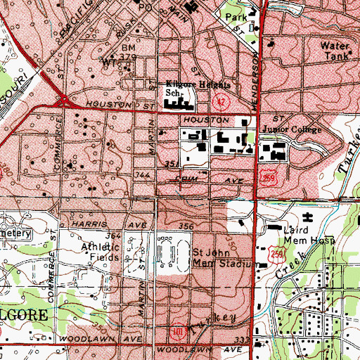 Topographic Map of Christ the King Catholic Church, TX