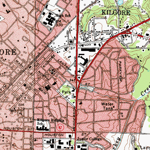 Topographic Map of Church of Christ, TX