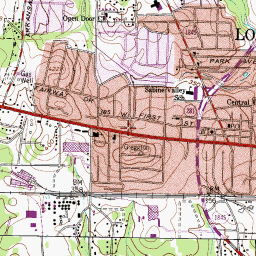 Topographic Map of Berean Baptist Church, TX