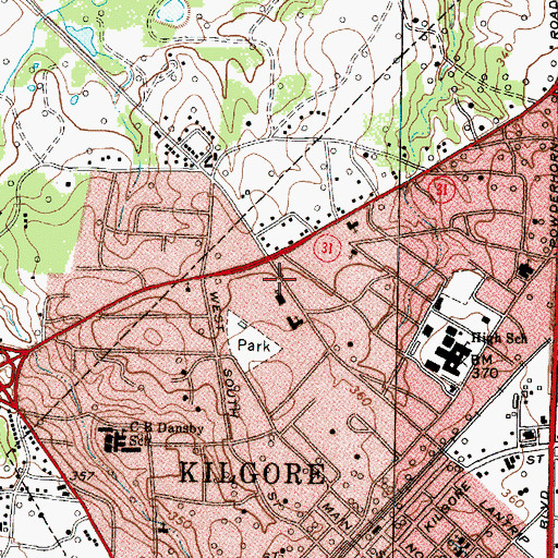 Topographic Map of Bethel Baptist Church, TX
