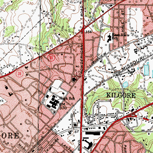 Topographic Map of Eastview Baptist Church, TX