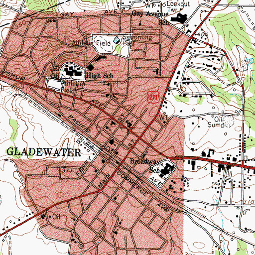Topographic Map of First Baptist Church, TX