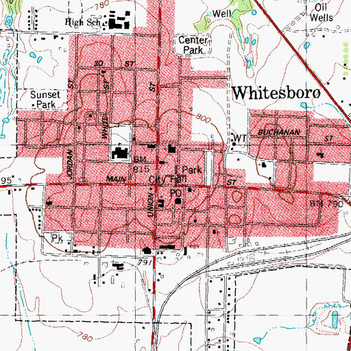 Topographic Map of First Baptist Church, TX