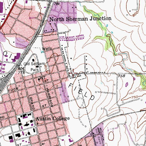 Topographic Map of Harmony Baptist Church, TX