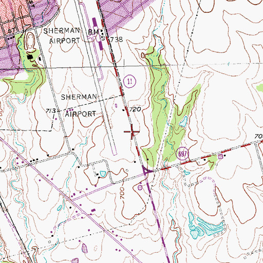 Topographic Map of Merriman Hills Baptist Church, TX