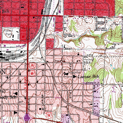 Topographic Map of Mount Olive Baptist Church, TX