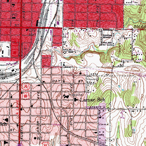 Topographic Map of Mount Vernon Baptist Church, TX
