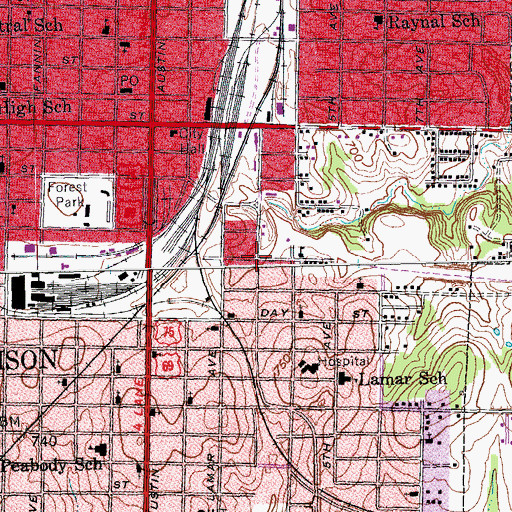 Topographic Map of Saint Paul Baptist Church, TX