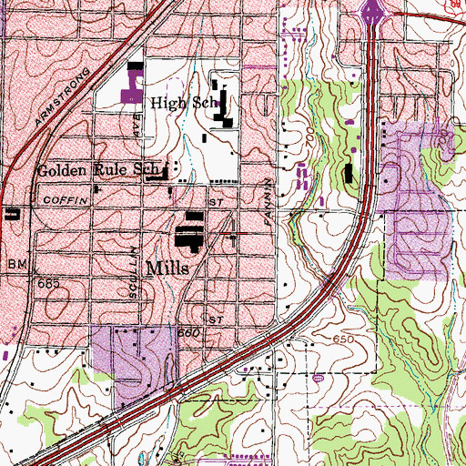 Topographic Map of Sunnyside Baptist Church, TX