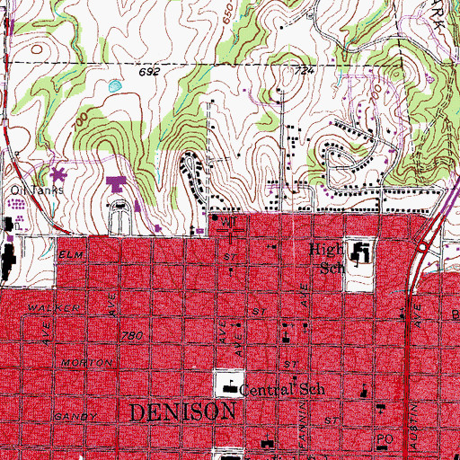 Topographic Map of Victory Baptist Church, TX