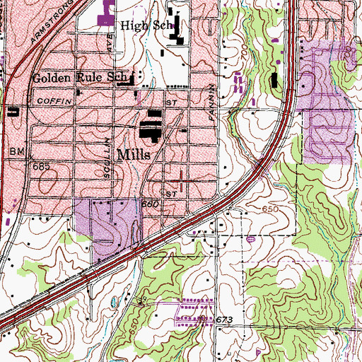 Topographic Map of Church of Christ Mirick Ave, TX