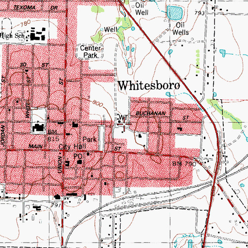 Topographic Map of Eastside Church of Christ, TX