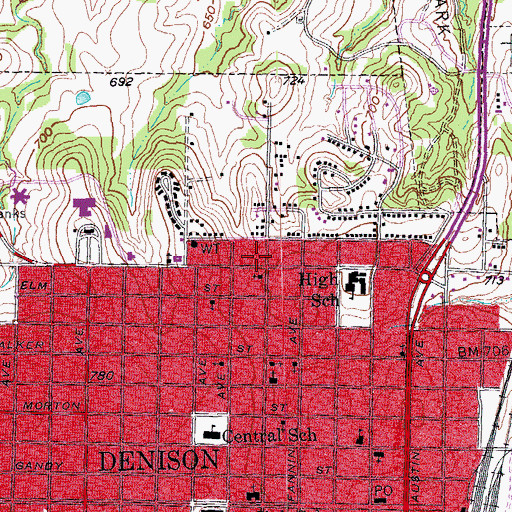 Topographic Map of Washington Street Church of Christ, TX