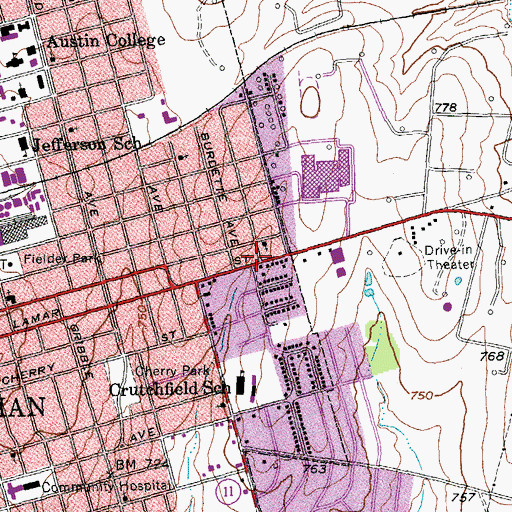Topographic Map of Church of God, TX