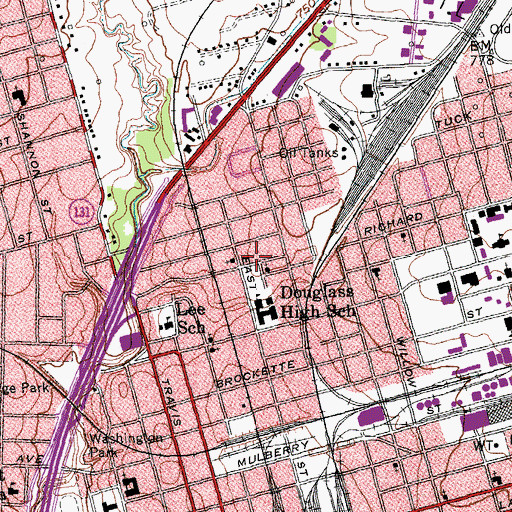 Topographic Map of Mount Carmel Church of God in Christ, TX