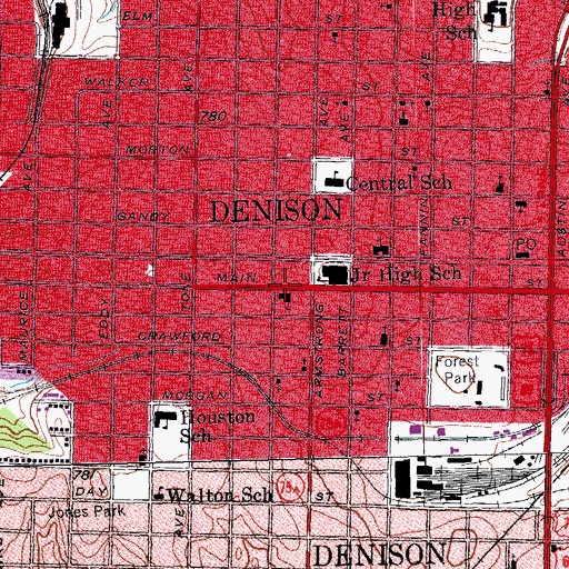Topographic Map of Waples Memorial United Methodist Church, TX