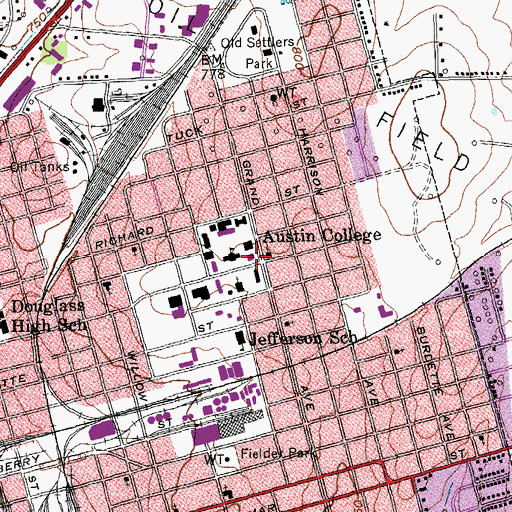 Topographic Map of Grand Avenue Presbyterian Church, TX