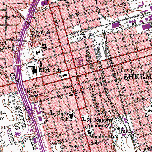 Topographic Map of Word of Life Covenant Church of Sherman, TX