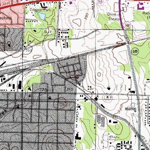Topographic Map of Friendship Baptist Church, TX