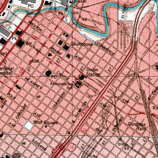 Topographic Map of Annunciation Catholic Church, TX