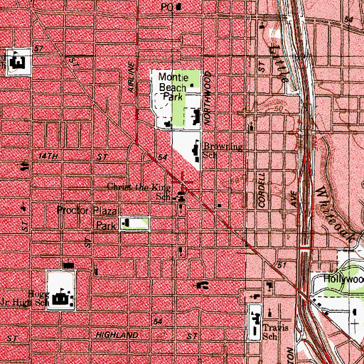 Topographic Map of Christ the King Catholic Church, TX