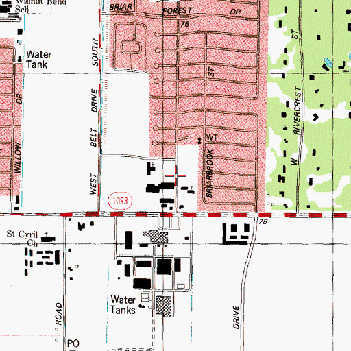 Topographic Map of Church of the Ascension, TX