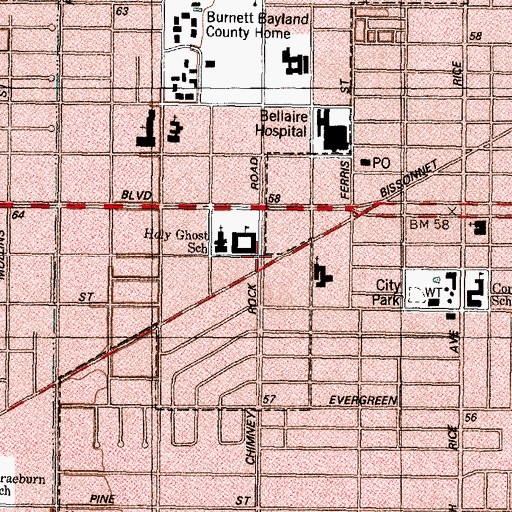 Topographic Map of Holy Ghost Catholic Church, TX